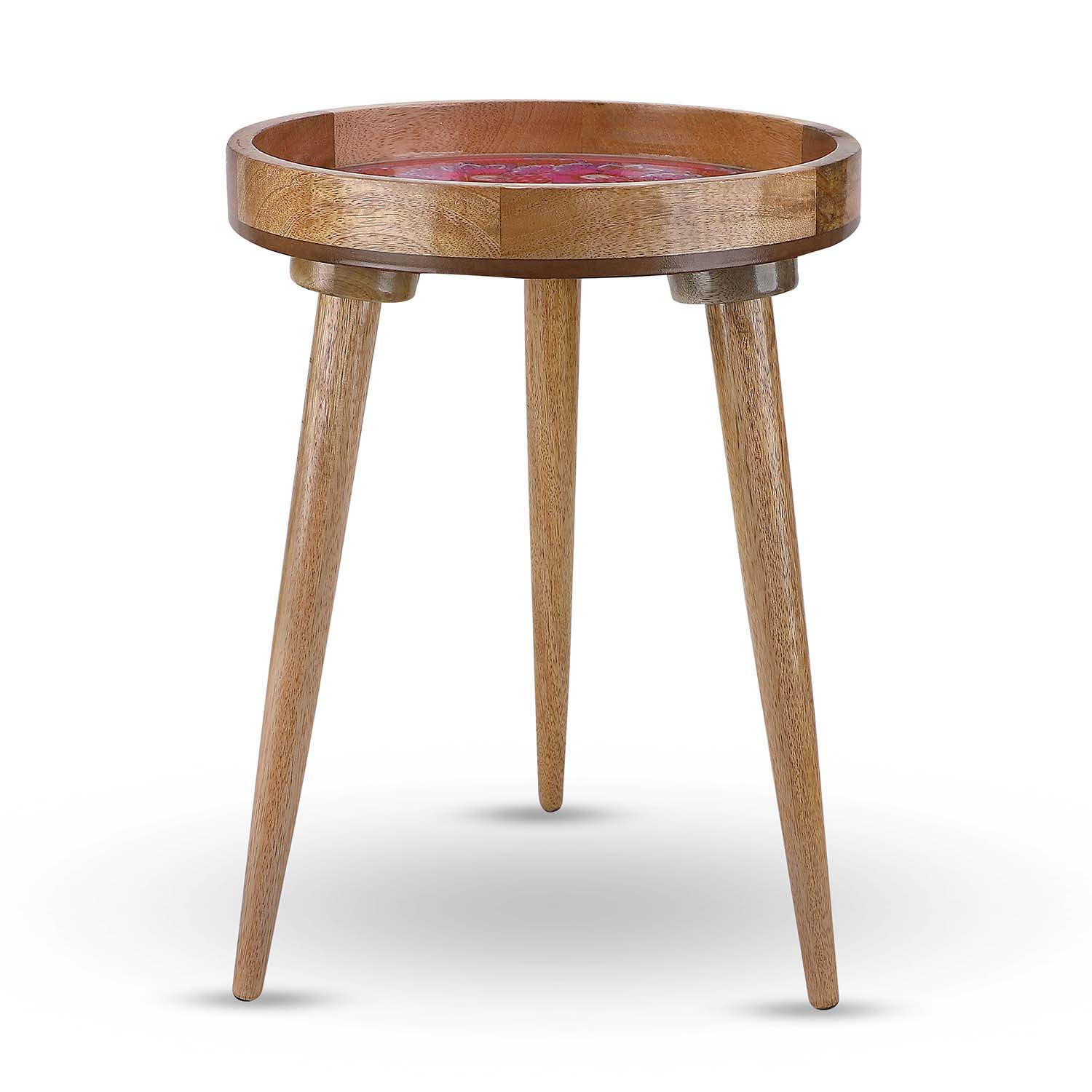 Pink Radiance: A Tribute to Love and Hope – Mango Wood Handcrafted Table - Image 6