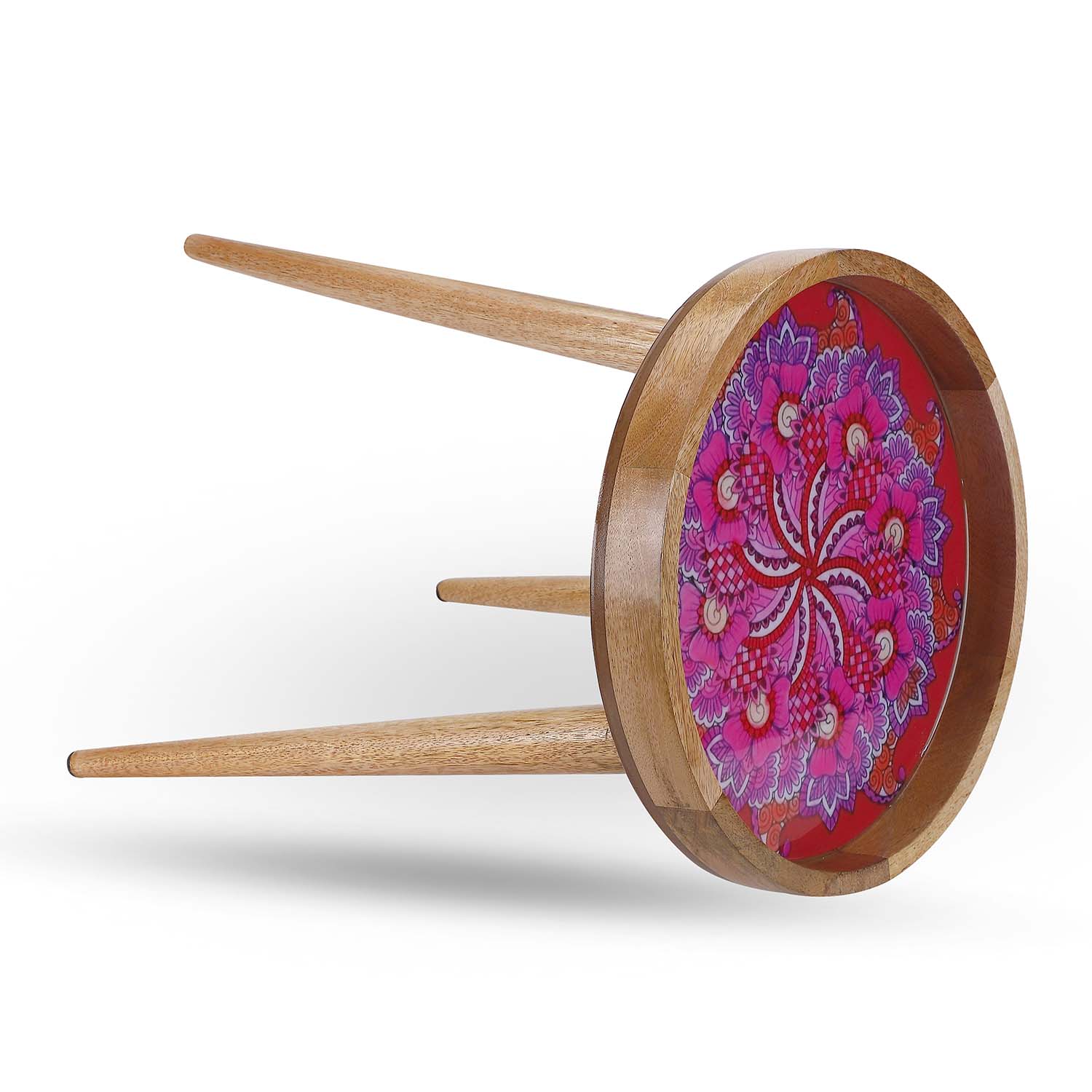 Pink Radiance: A Tribute to Love and Hope – Mango Wood Handcrafted Table - Image 4