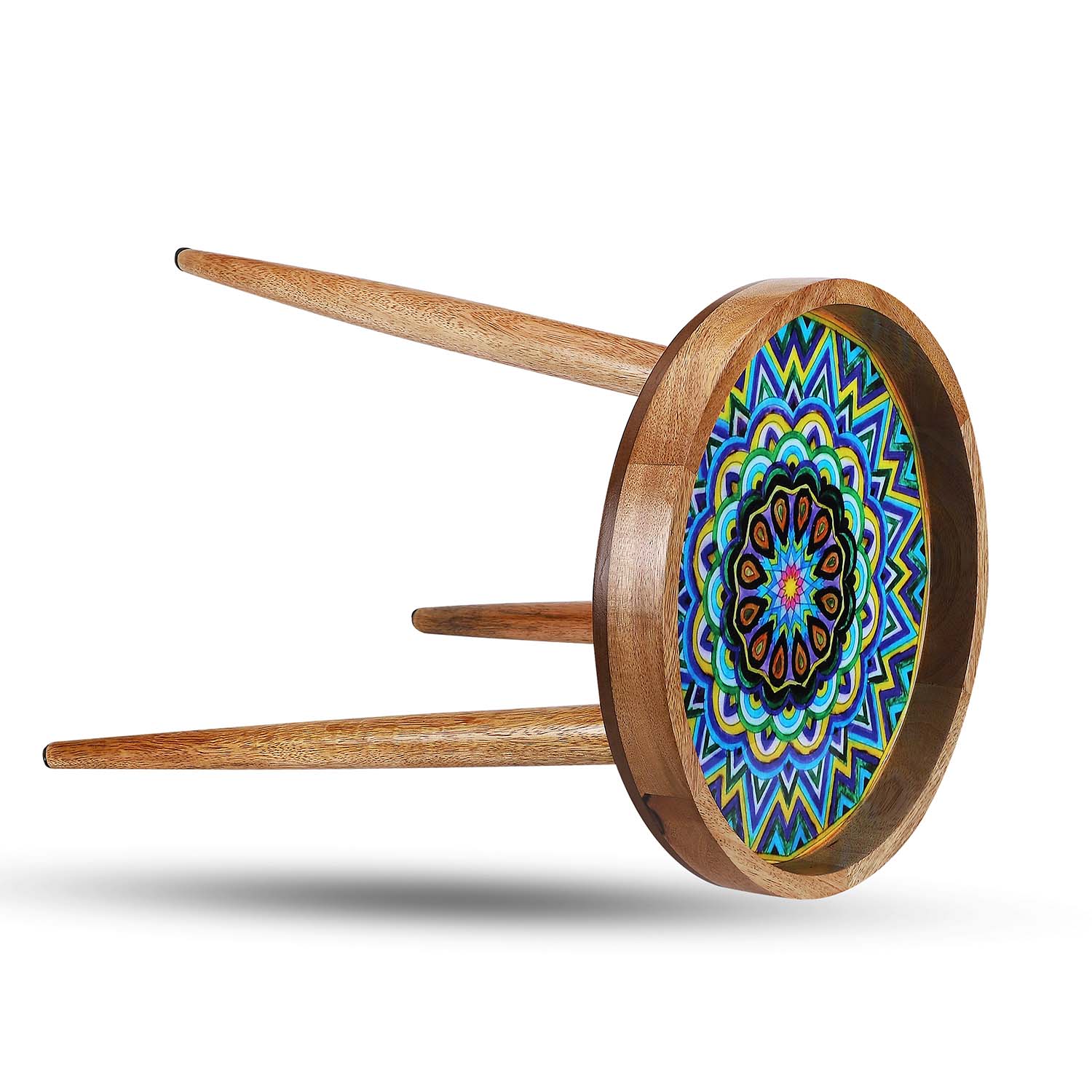 Glowing Stone: A Shimmering Tribute to Nature's Brilliance – Mango Wood Handcrafted Table - Image 4