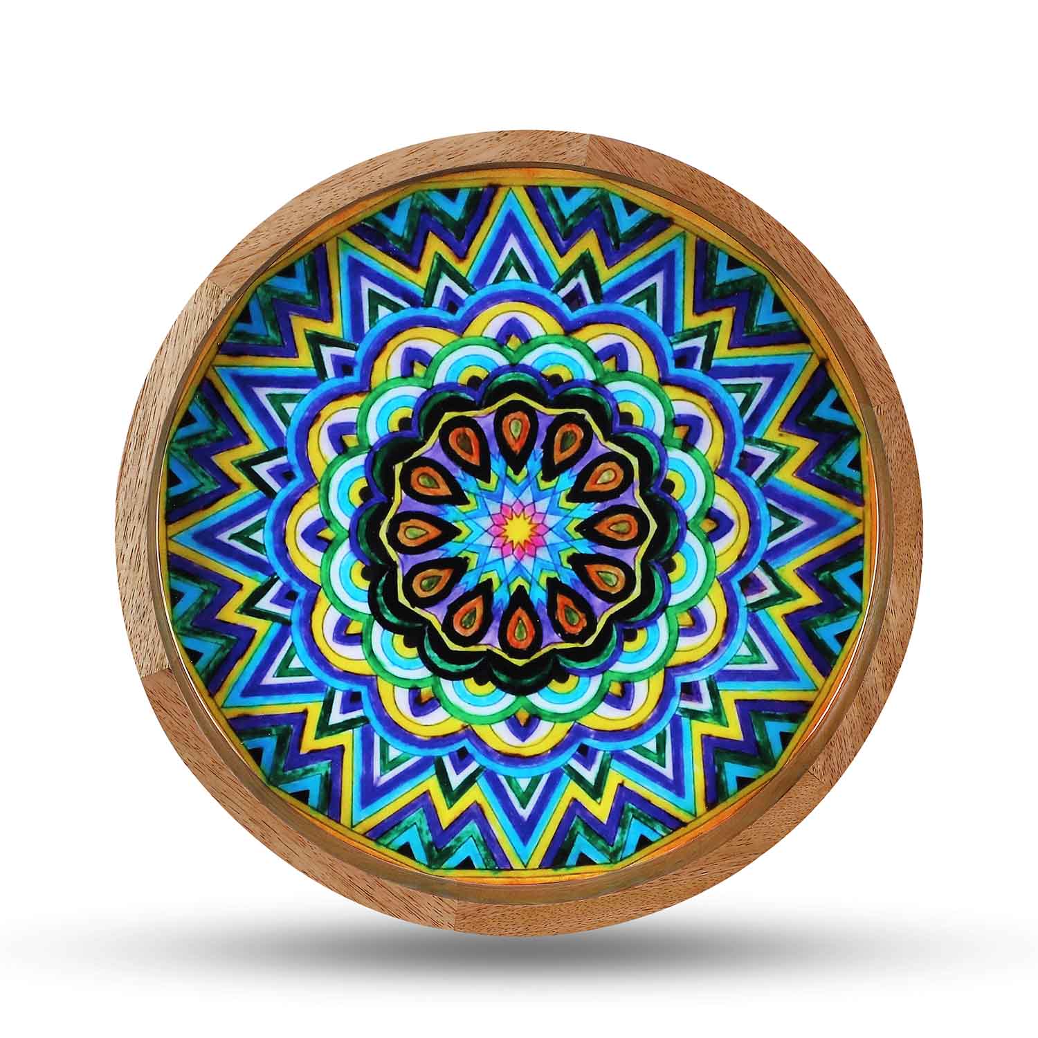 Glowing Stone: A Shimmering Tribute to Nature's Brilliance – Mango Wood Handcrafted Table - Image 2