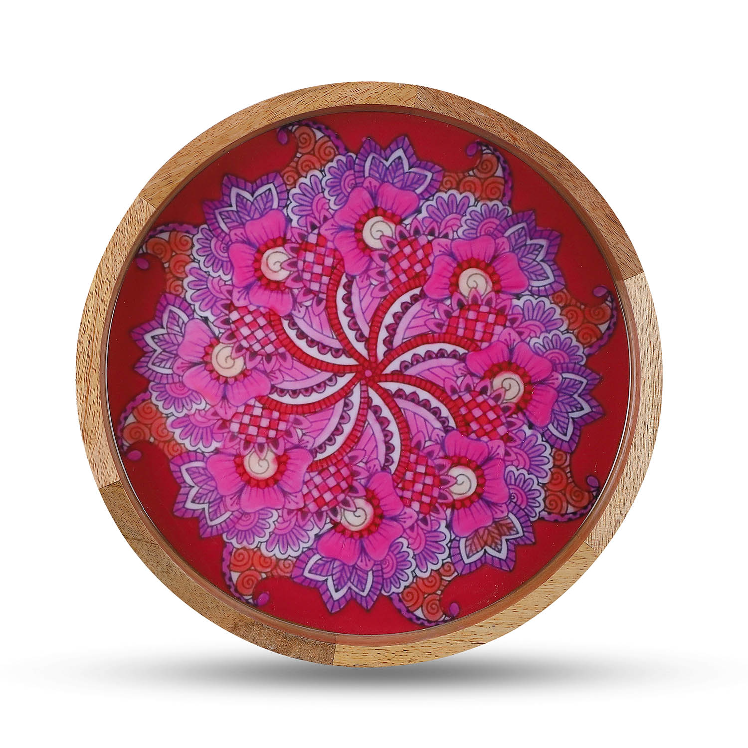 Pink Radiance: A Tribute to Love and Hope – Mango Wood Handcrafted Table - Image 2