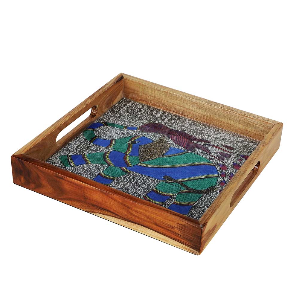 Mighty Splash: A Celebration of Strength and Elegance – Teakwood Handcrafted Tray - Image 2