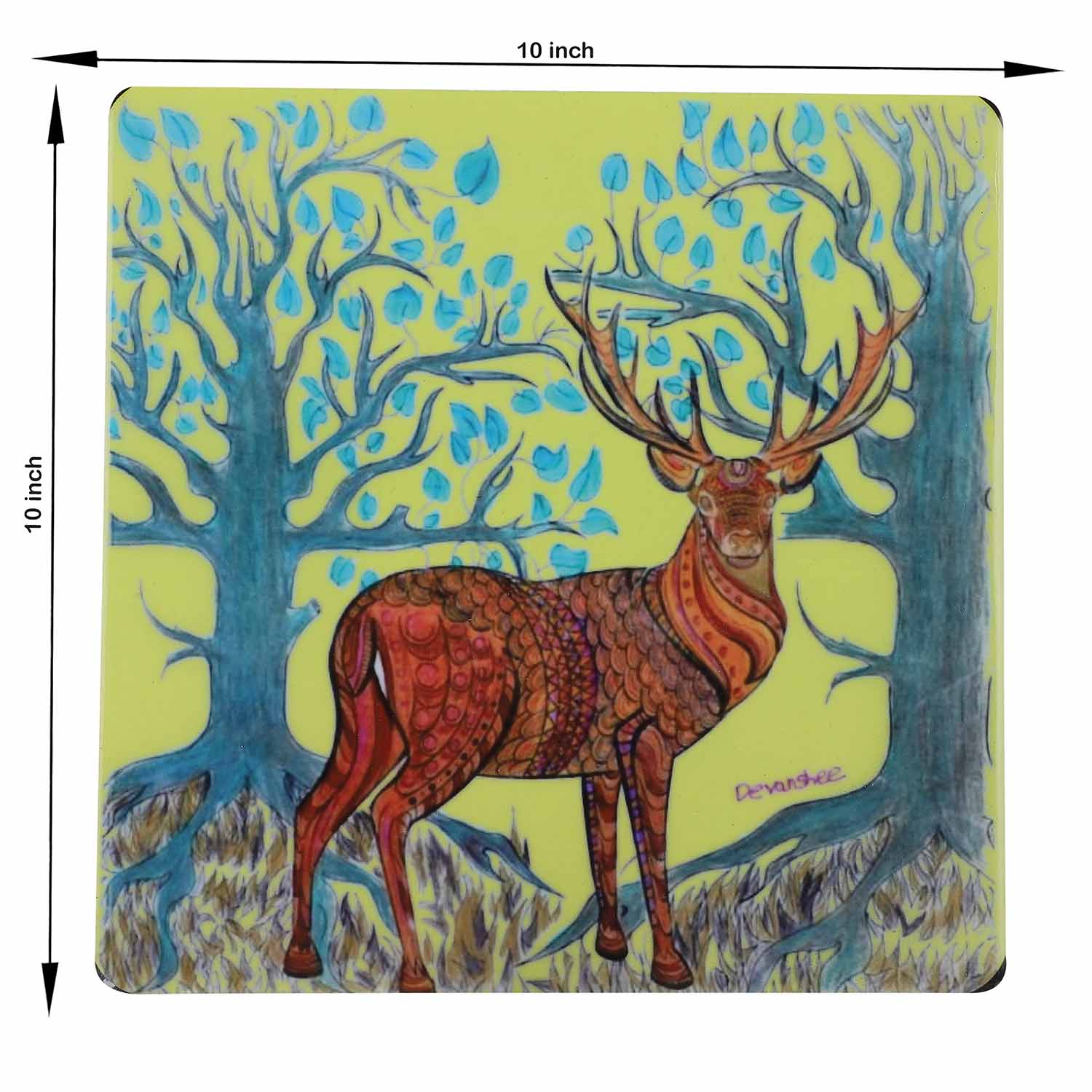 Woodland Deer: A Symbol of Nature’s Tranquillity – Handcrafted Wooden Trivet - Image 2